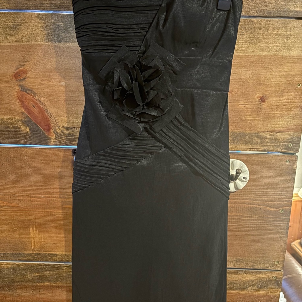 Daisy Black Strapless Dress with Floral Detail
